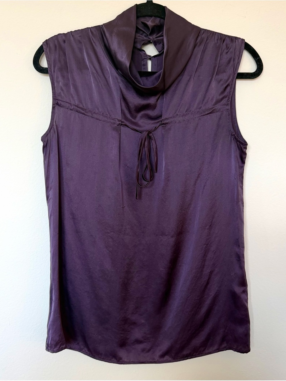 Mauro Grifoni Plum 100% Silk Funnel Neck Top Size Small Made in Italy